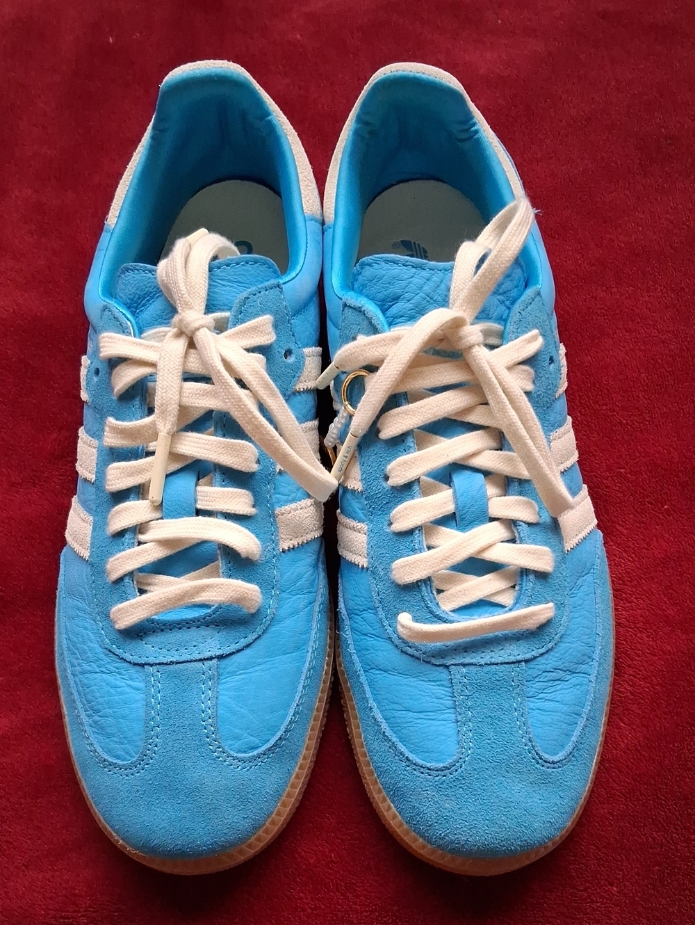 New Men's Adidas Blue & Cream Sporty & Rich Sneakers Size 8.5